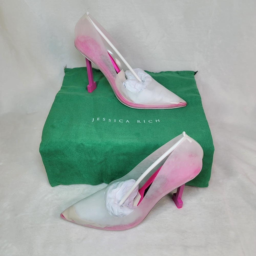 Jessica Rich Clear Pink Cinderella Pumps Lego Stiletto So Fancy Size 8.5 NIB
